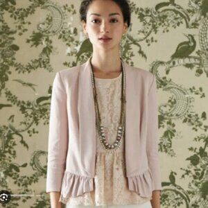 ANTHROPOLIGIE Cartonnier Open Front Blazer Jacket Dusty Rose Pink Medium